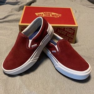 Burgundy stacked Vans NWOT